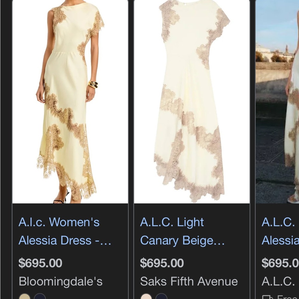 A.L.C. Yellow and Brown Lace Dress